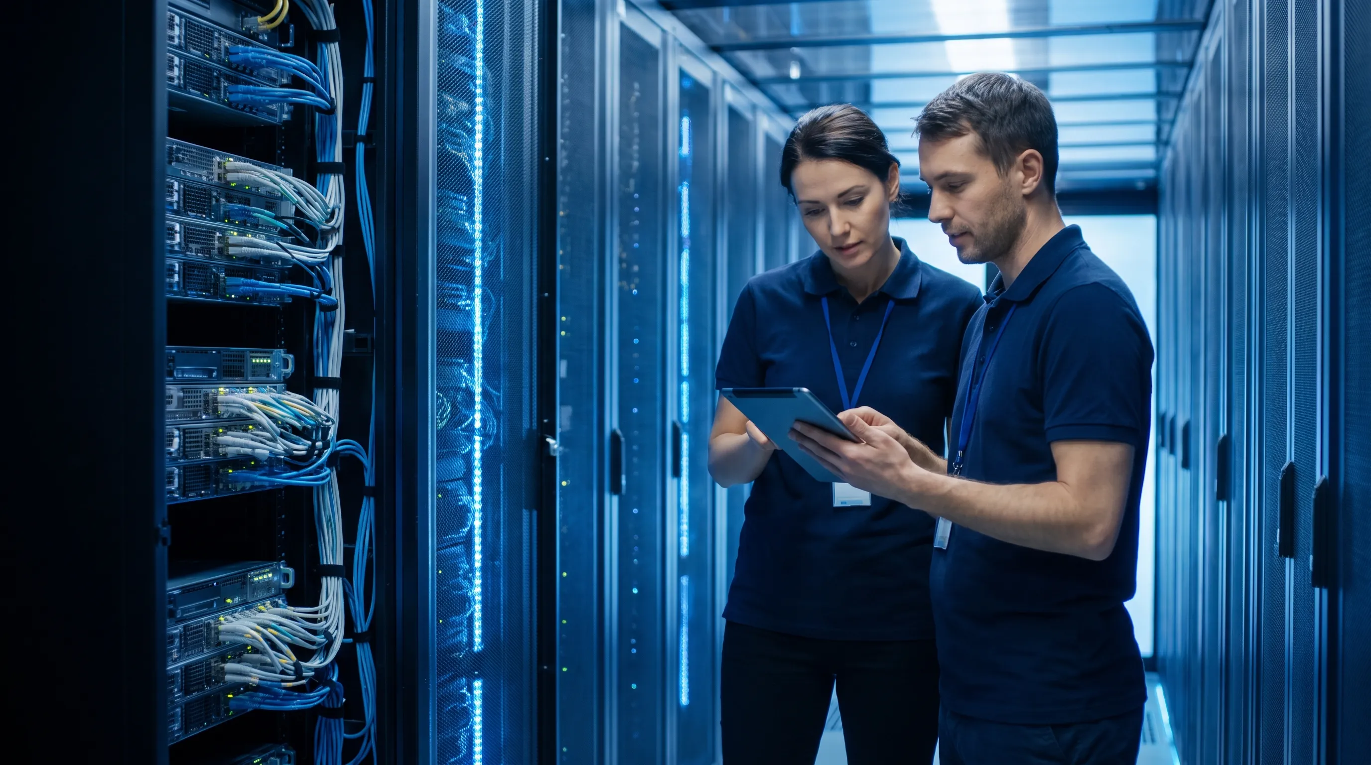 Enterprise data center with IT technicians